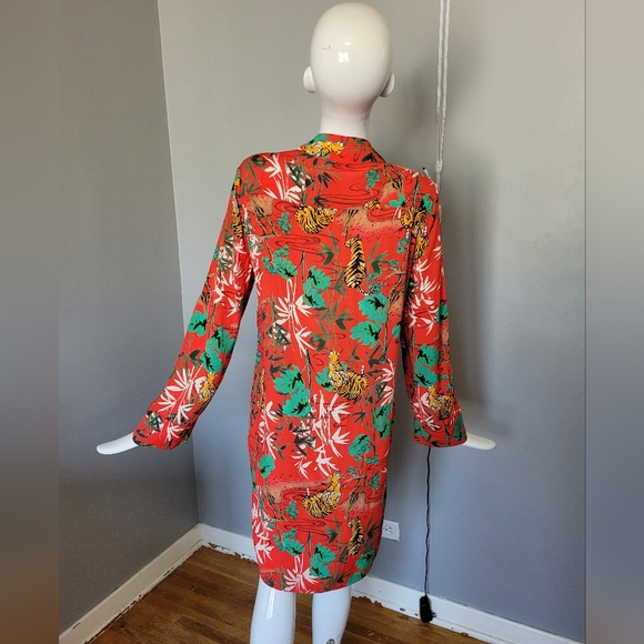 H! By Henry Holland Tiger Print Shirt Dress, VGUC, Size EU 42/L - Picture 4 of 9